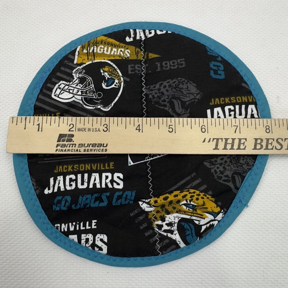 NFL Team Logo Fabric Potholder Trivet Set Of 3 Rams Jaguars Jets Handmade 8" - Picture 8 of 8